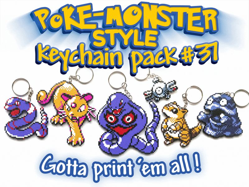 Poke-Monster Keychain Pack #37 Persian Magnemite