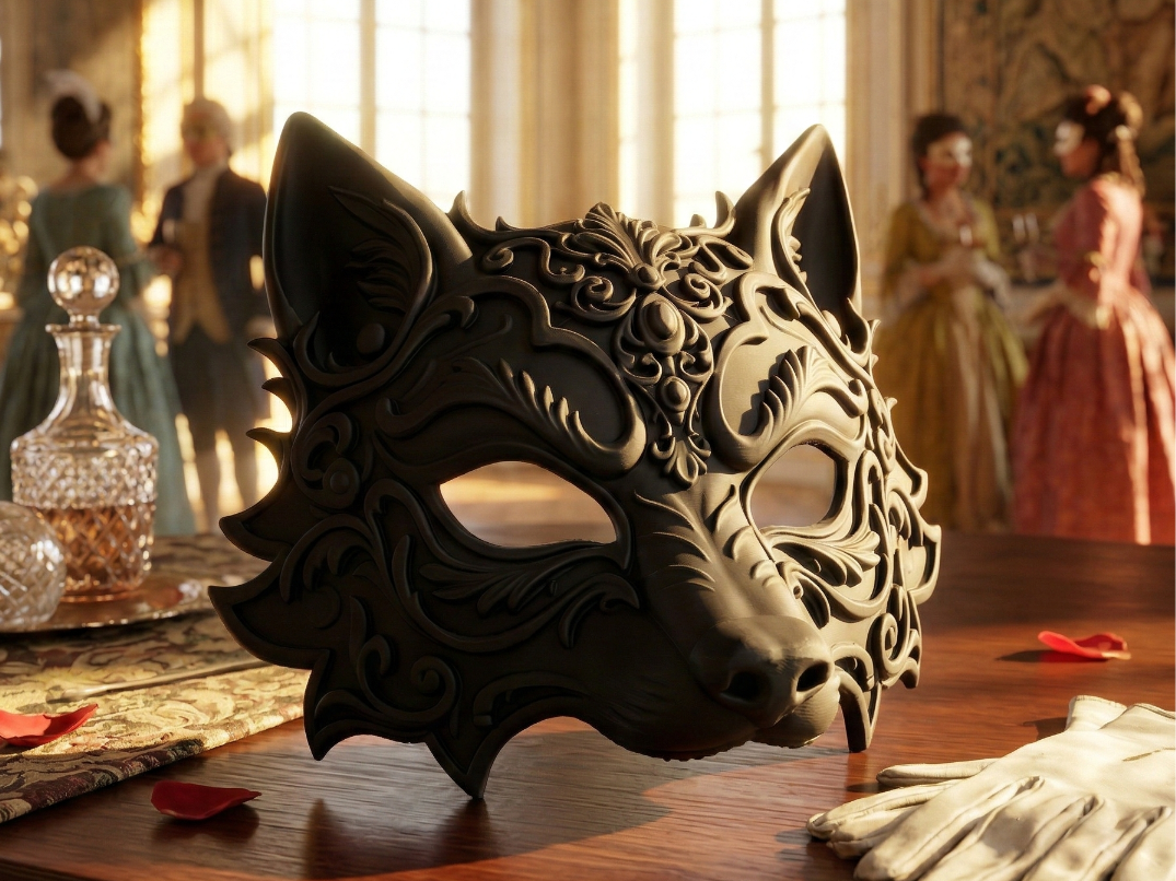 Baroque Wolf Mask - Dark Regal Predator