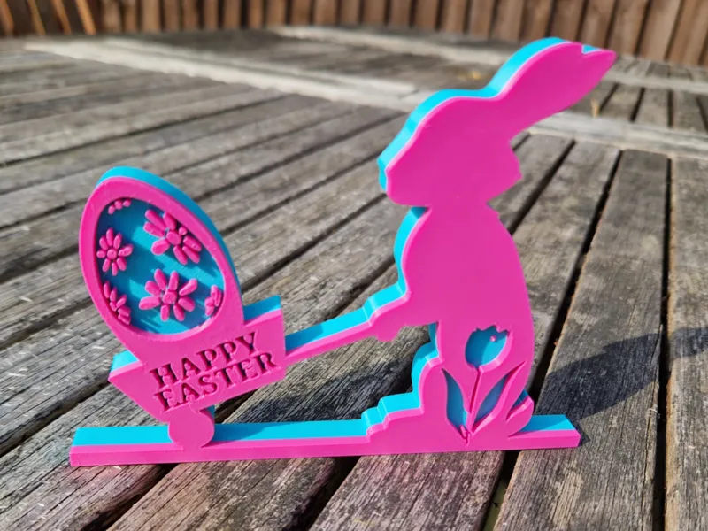 easter bunny with tulip stand