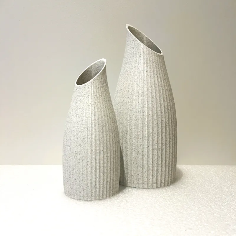 DUO RIBBED FLUTED CUT VASE SET
