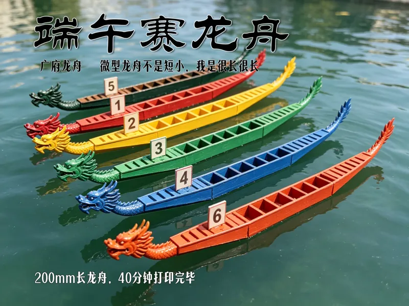 端午节赛龙舟广府龙舟，微型长龙舟