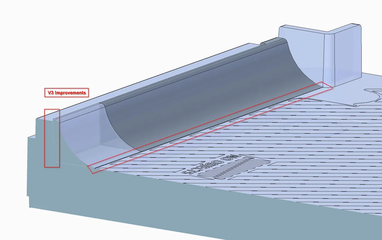 X1C P1P P1S base insert | Ramp for debris removal view 2