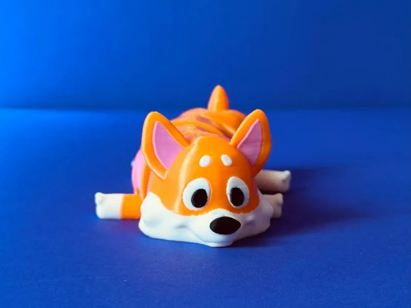 Cute Flexi Corgi Dog – 3D Printed Keychain Toy 