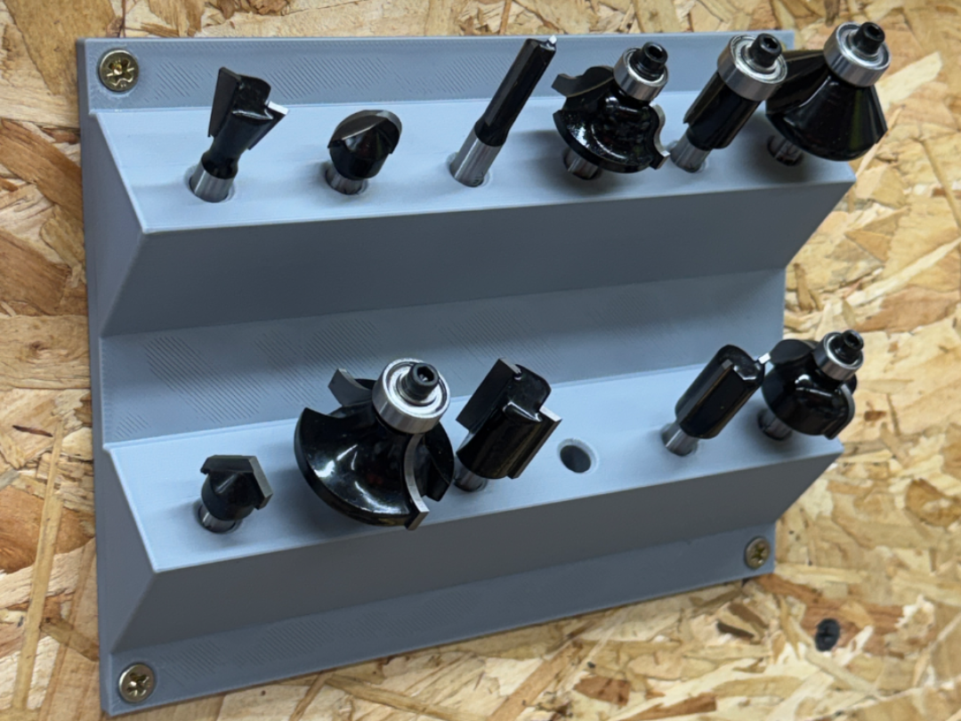 Wall Mounted 1/4" Router Cutter Holder (12 slots)