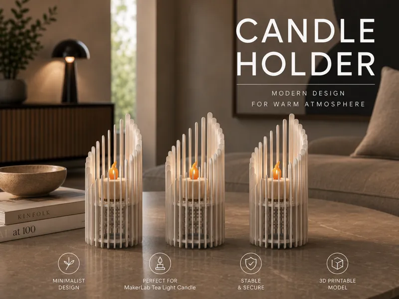 Modern Slatted Candle Holder Light Lantern Decor