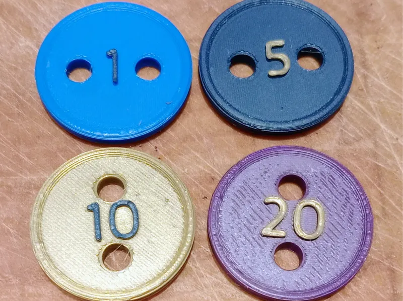 Patchwork Game Buttons (4 colors w/values)