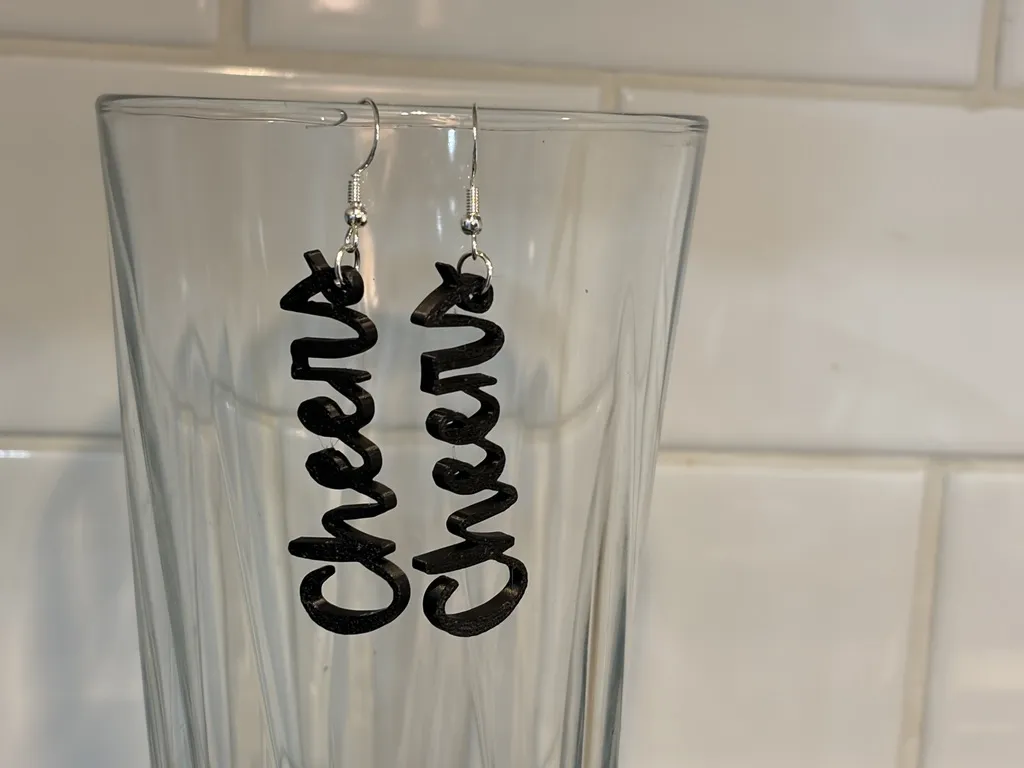Cheers Script Earrings | 15 Min No AMS Print view 4