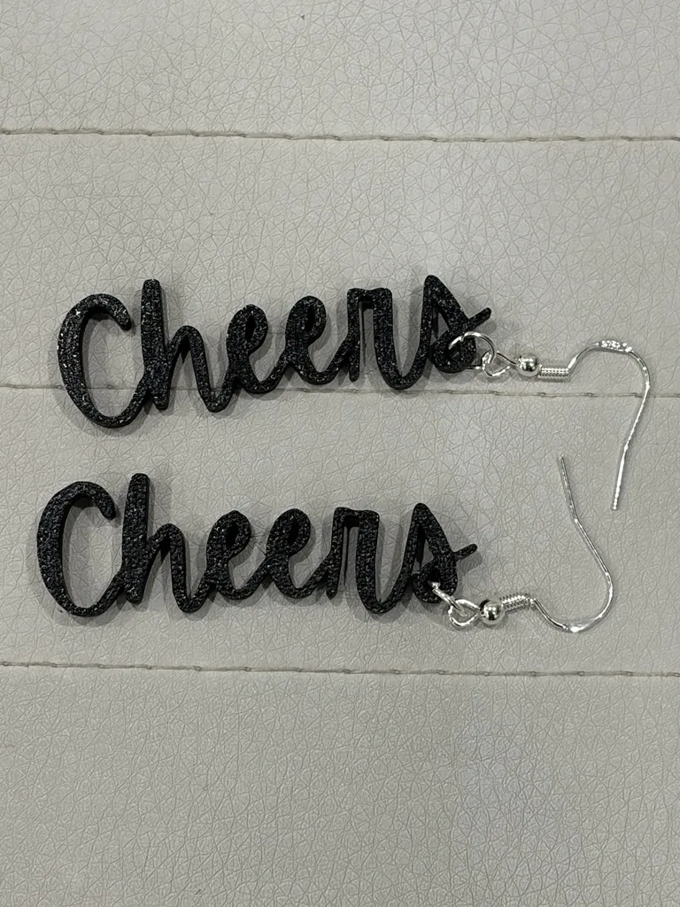 Cheers Script Earrings | 15 Min No AMS Print view 2