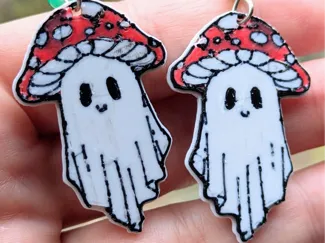 Cute Mushroom Ghost Earrings (flat & double-sided)