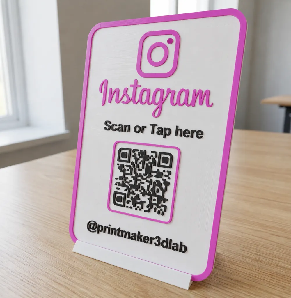Instagram QR + NFC stand, personalize it - Free 3D Print Model