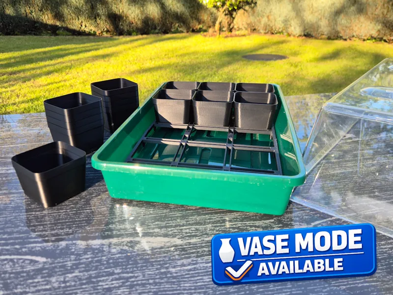 Mini Greenhouse Grid Insert 3x5 & Seedling Pots