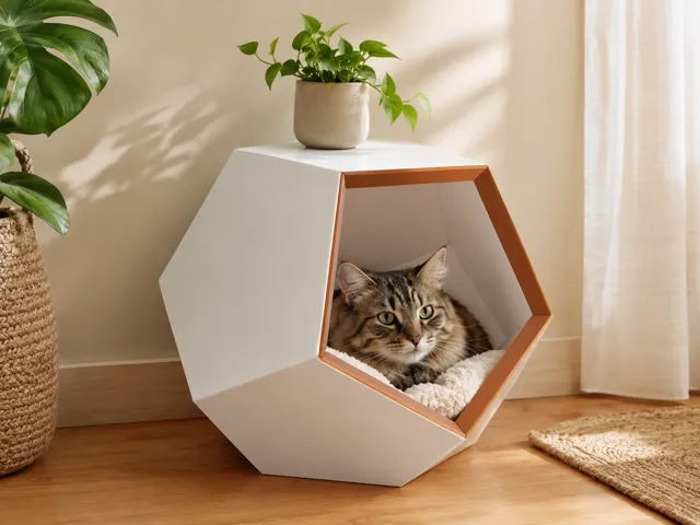 Moderne Katzenhöhle im Pentagon-Design