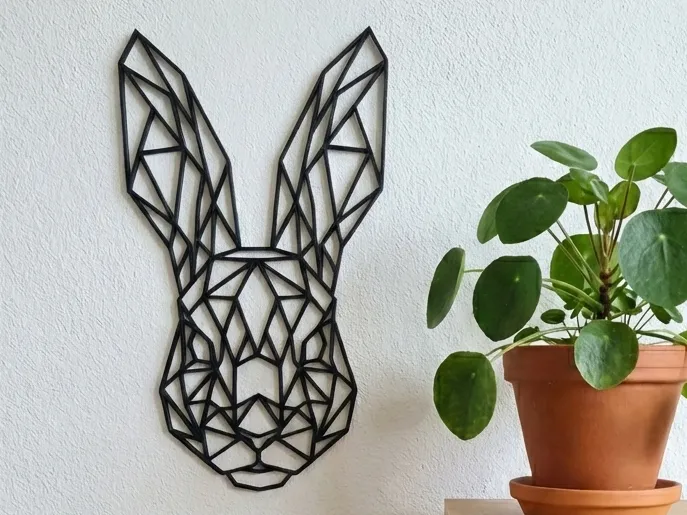 Geometric Rabbit Head - Modern Wall Art - Free 3D Print Model - MakerWorld