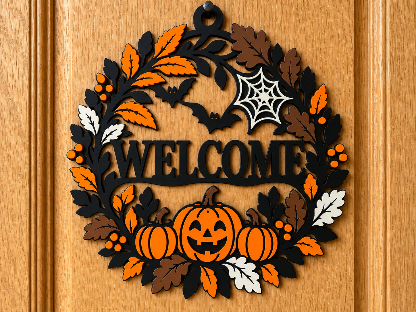 Halloween Welcome Wreath – 6 Languages - 1