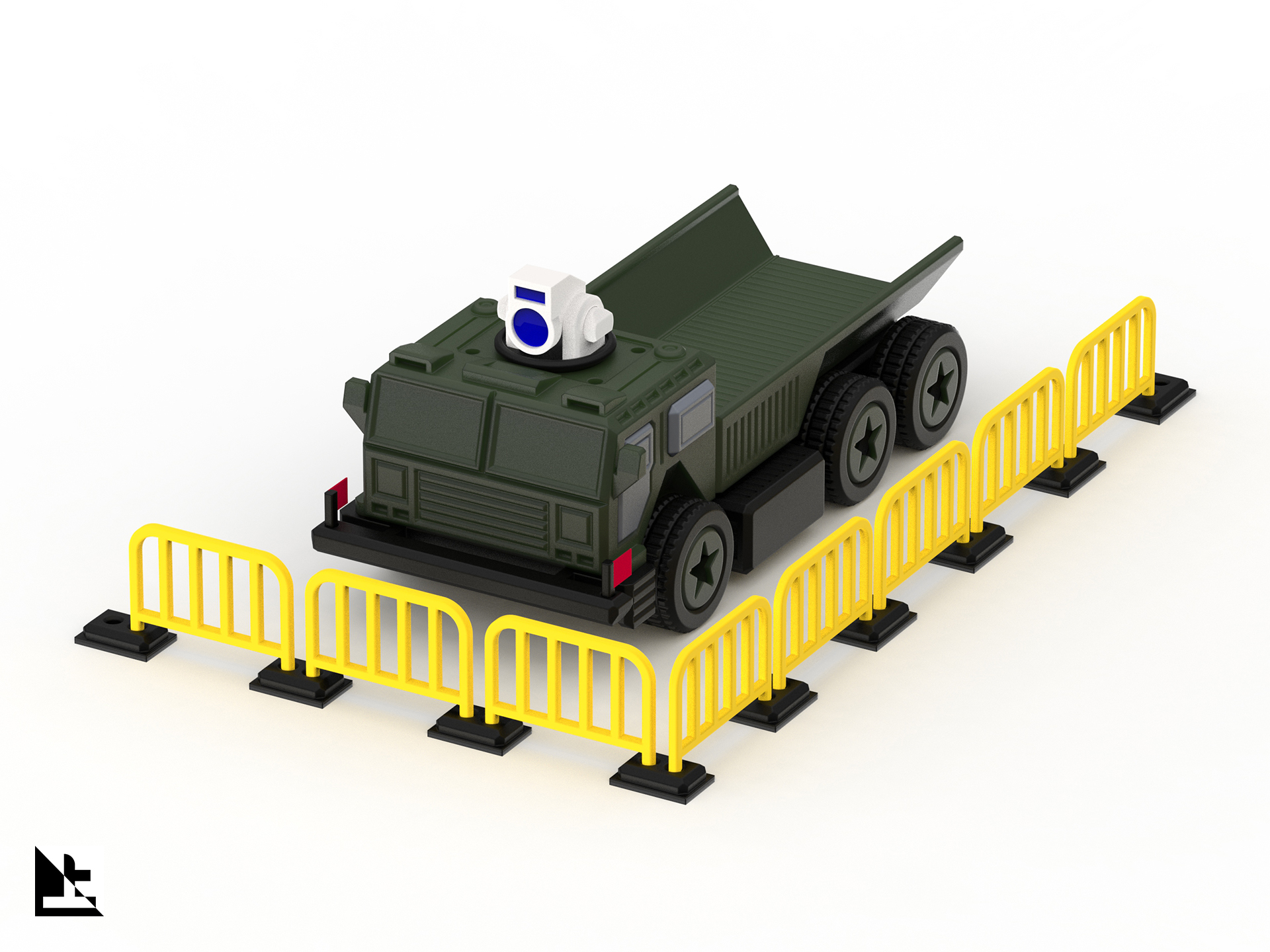 Miniatura 1 do modelo 3D 军用重卡车/橡皮筋动力/桌面瞄准撞击小车玩具