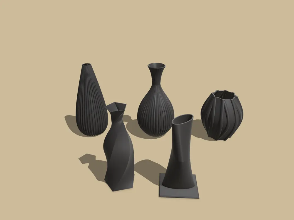 Fünf verschiedene Abstrakte Vasen / Five different abstract vases by