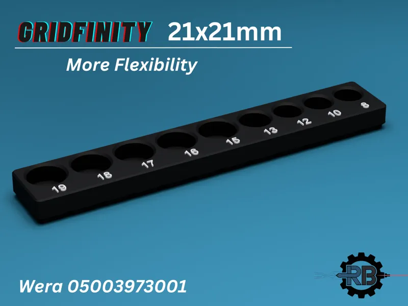 Gridfinity Holder for Wera 3/8″ Socket 21 mm Grid