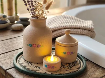 Spring Decor Kit – Vase, Jar, Tray & Candle Holder