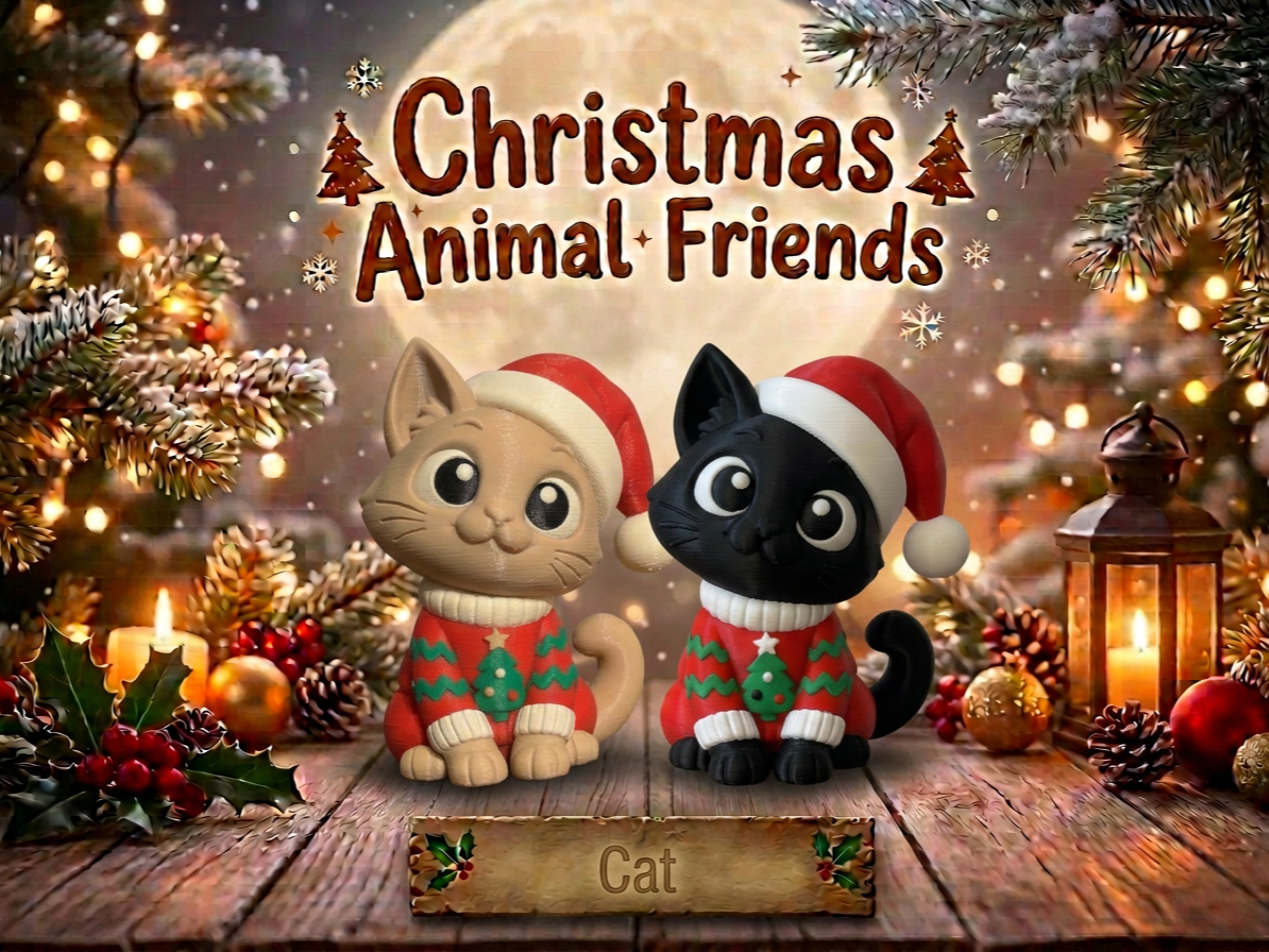Cat Ugly Sweater Christmas Animal Friends 3D model