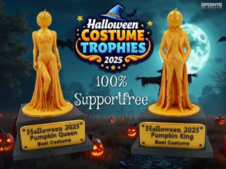 Halloween Costume Trophies Pumpkin King & Queen
