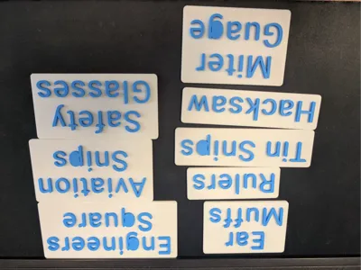 Metal work tool name tags