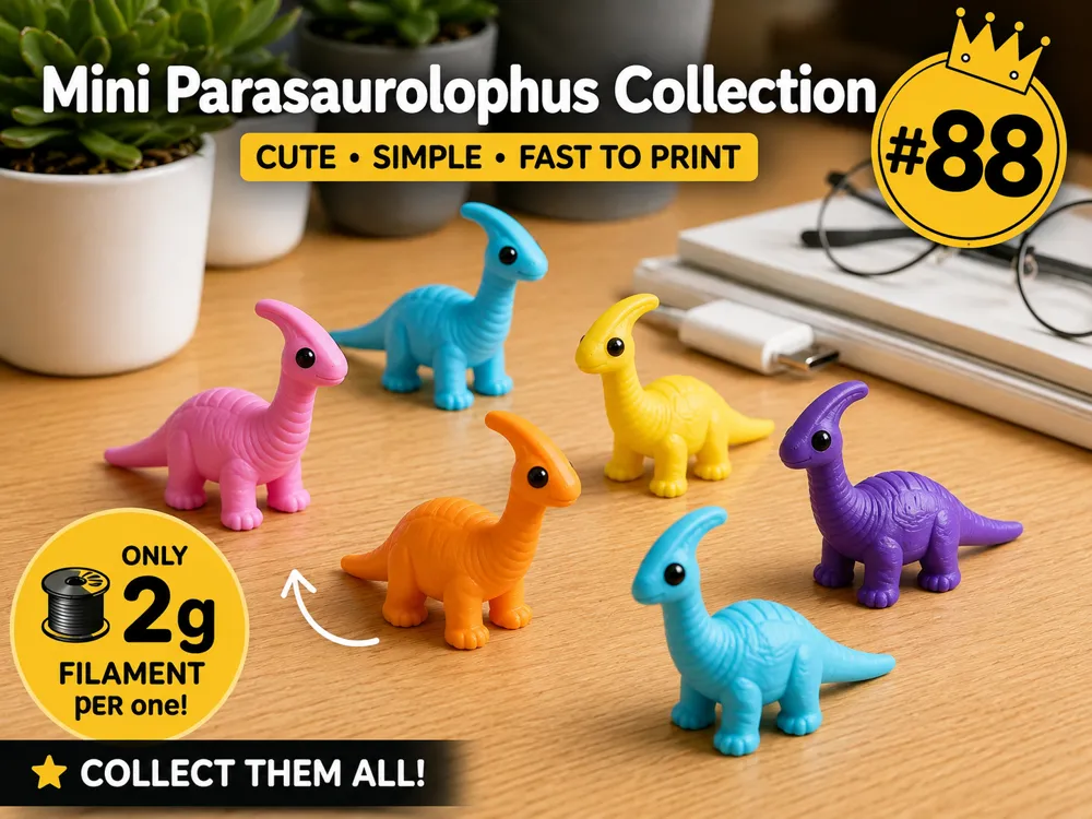 Objeto manipulable: Mini Parasaurolophus Fidget - Micro Zoo. Referencia del modelo original.
