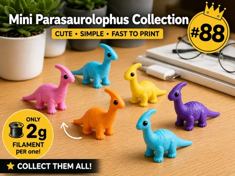 Objeto manipulable: Mini Parasaurolophus Fidget - Micro Zoo — referencia de MakerWorld