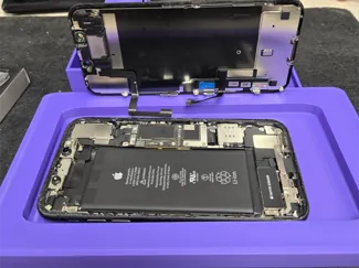 phone repair stand with tool and screw tray