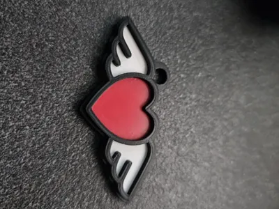 multicolor heart with wings keychain