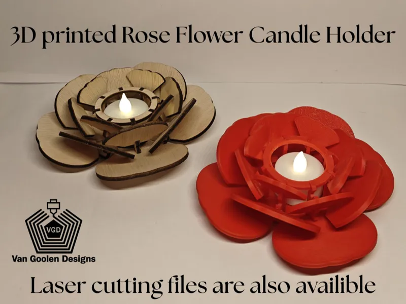 3D printed rose flower candle holder