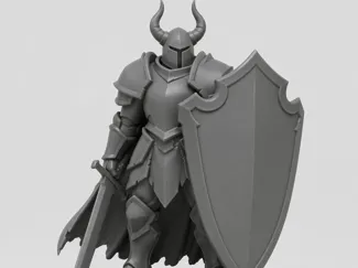 Armored Horned Knight – Tabletop Miniature