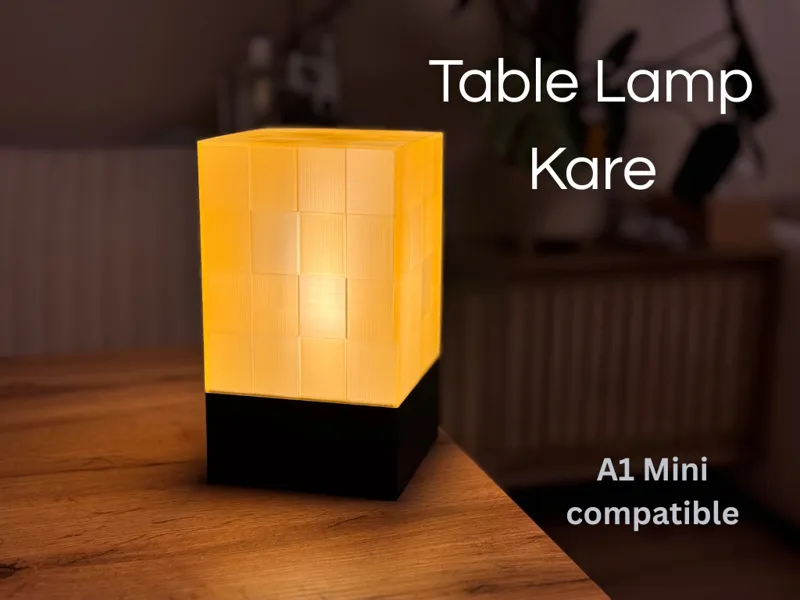 Minimalistische Tischlampe Kare - E27 / Bambu LED