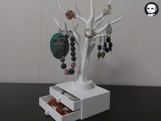 Jewelry Tree Stand - Elegant Organizer with Drawer