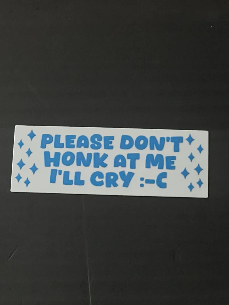 Don't Honk I'll Cry Car Sign