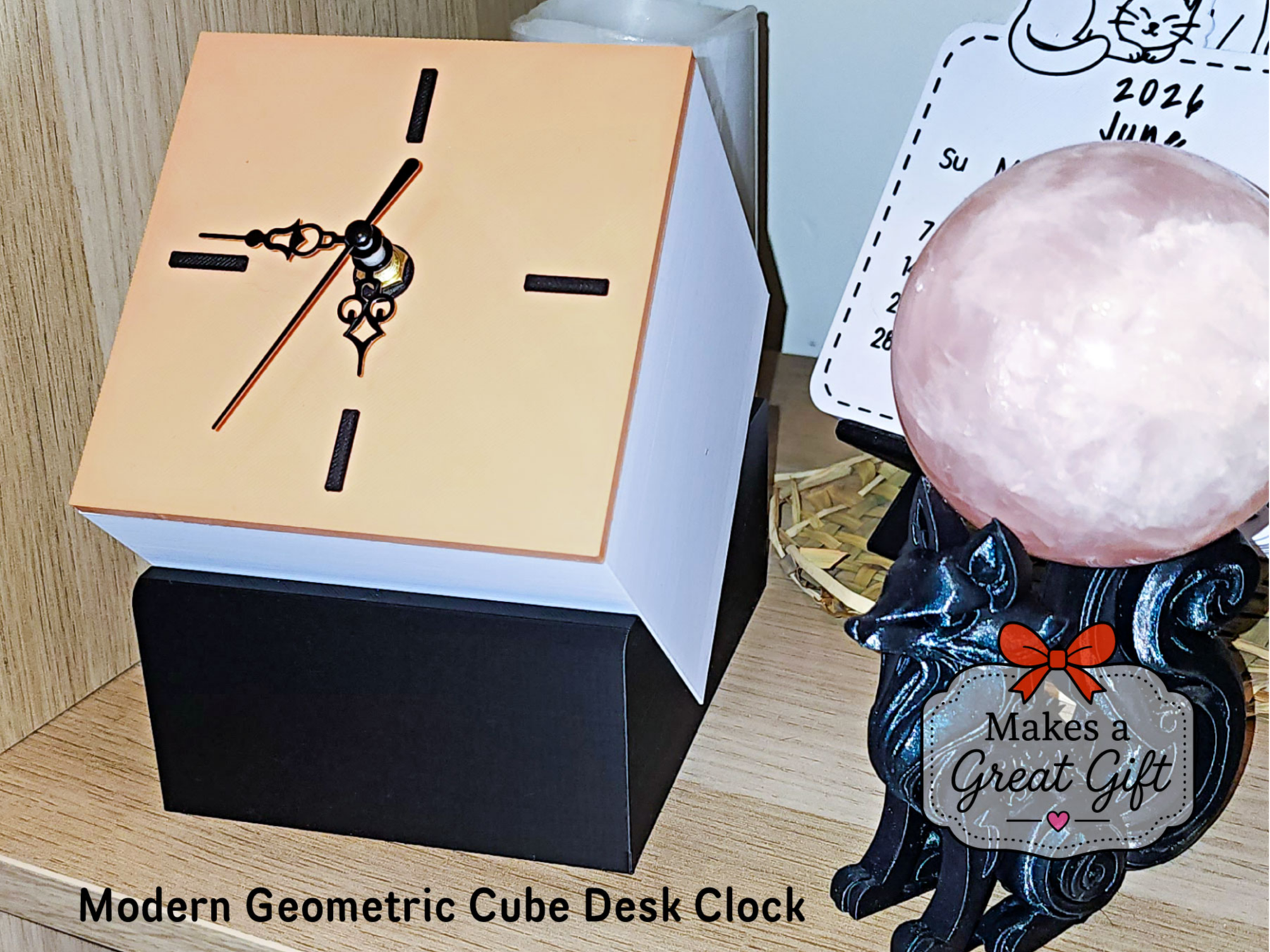 Modern Geometric Cube Desk Clock