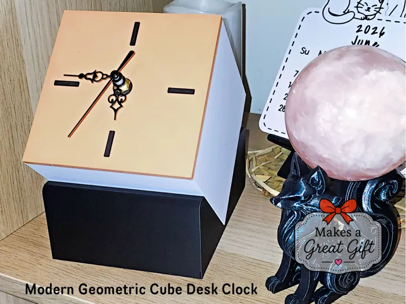 Modern Geometric Cube Desk Clock