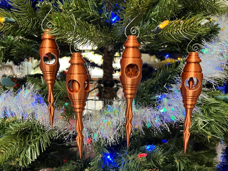 1940s Inspired Retro Tree Geometric Drop Ornaments