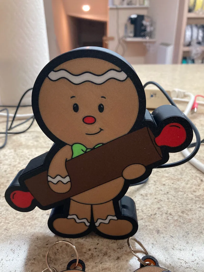 Gingerbread boy holding rolling pin mini 6" led light box