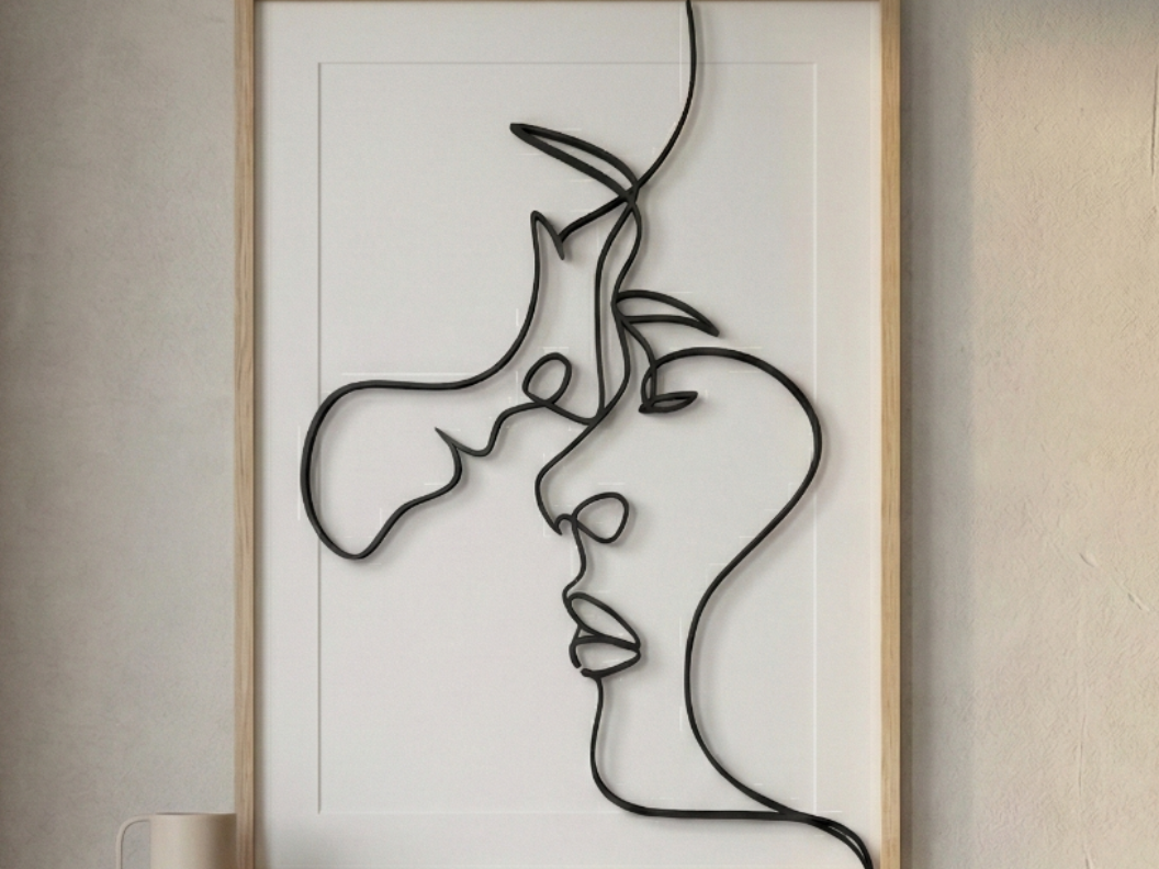 Minimalist Kiss - Continuous Line Art Wall Decor