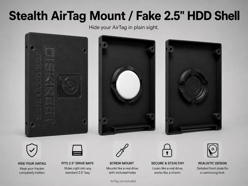 Stealth AirTag Mount / Fake 2.5" HDD Shell