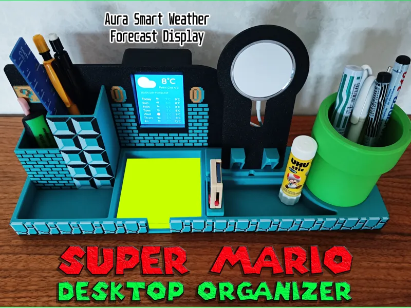 Mario Desktop Organizer - with Aura weather