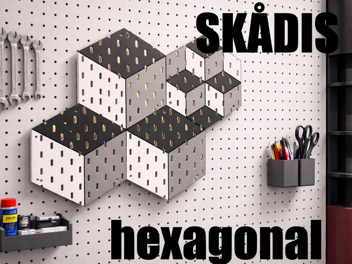 SKADIS Hex Panels – Isometric Cube Wall Decor - Free 3D Print Model ...