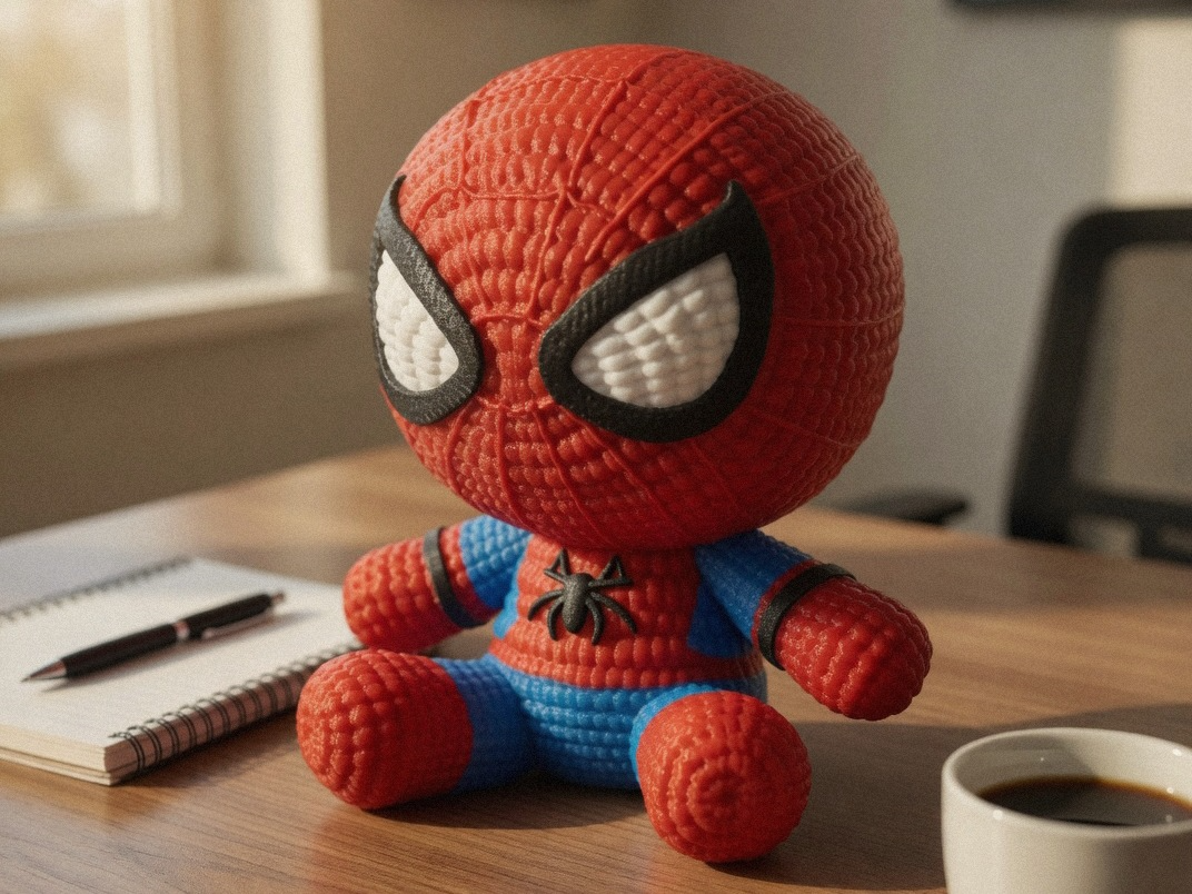 Knitted Cute Spiderman Hero Figure