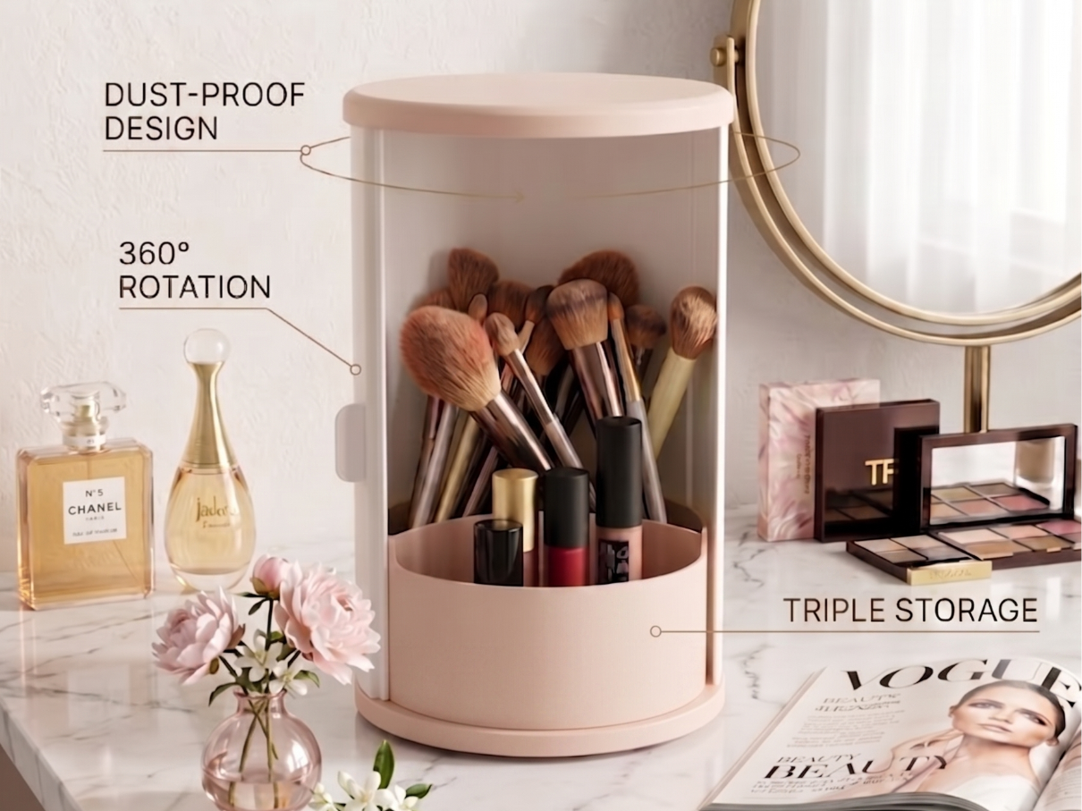 Rotating Dust-Proof Makeup Organizer - No Hardware