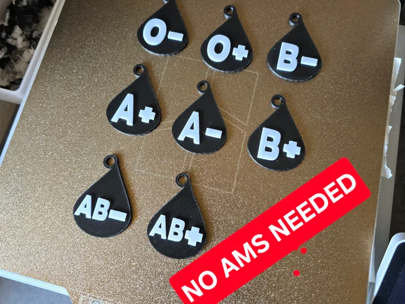Blood Type Keychain - No AMS Needed