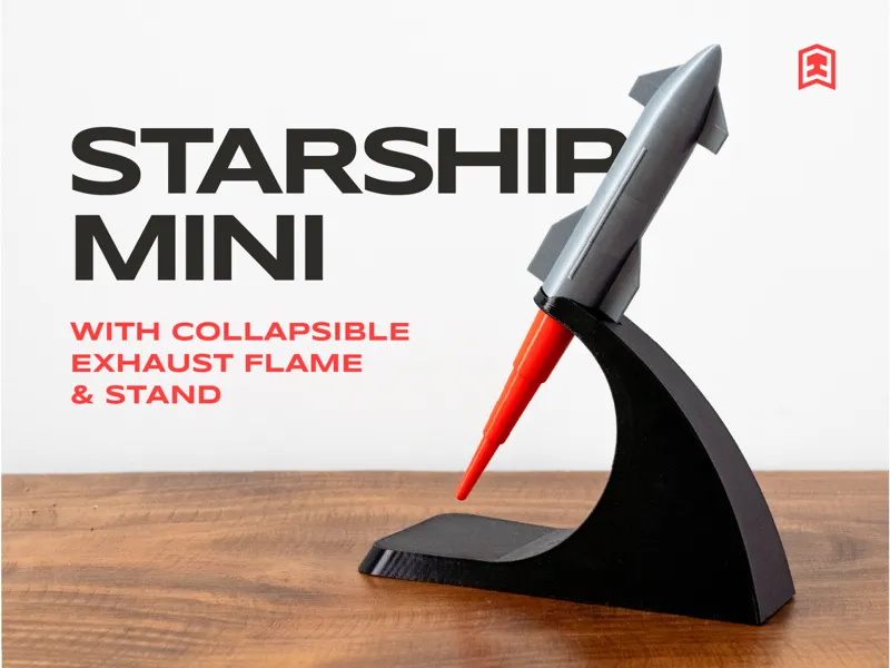 Starship Mini with Collapsible Exhaust Flame