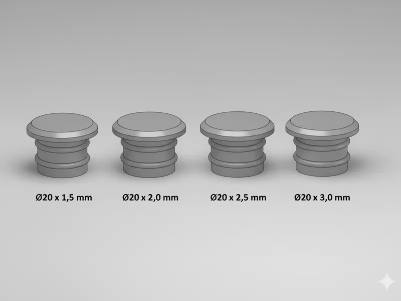 Round Tube Plug - 20mm multiple tube thicknesses