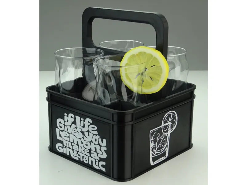 Gin Tonic 4-er Träger für Cocktailgläser