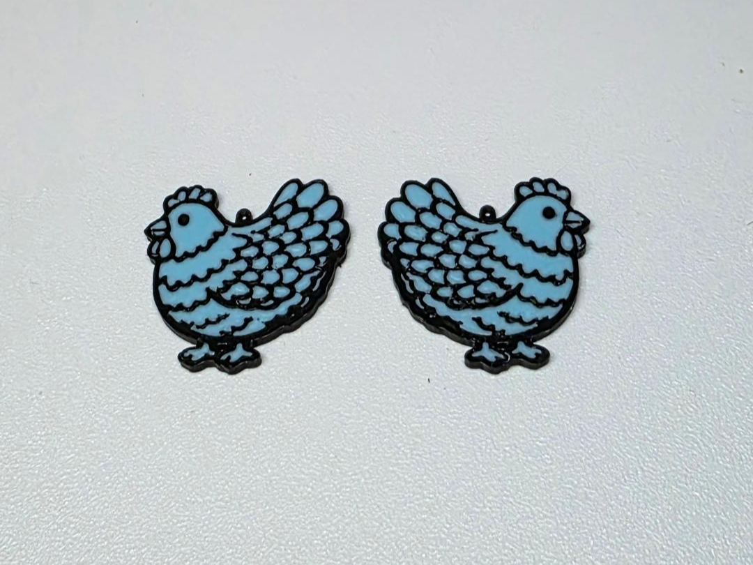 Chicken Earrings (Feathered)