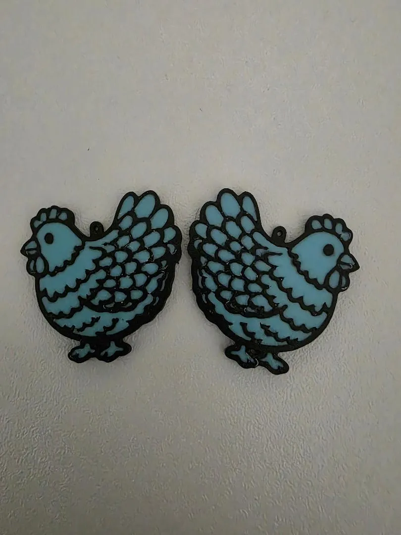 Chicken Earrings (Feathered) view 3